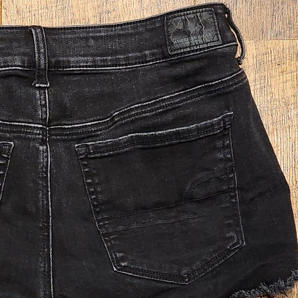 AMERICAN EAGLE Super Super Stretch X Hi-Rise Shortie Black Lace - Sz 10 - Picture 4 of 7